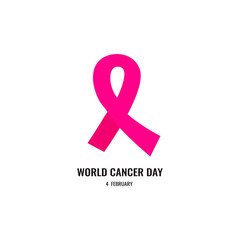 Vector illustrator Pink Ribbon, symbol of World Cancer Day