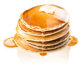 Stack of fries pancakes with fruit