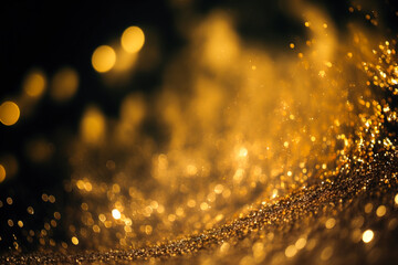 Gold glitter lights grunge background, Generative AI illustration