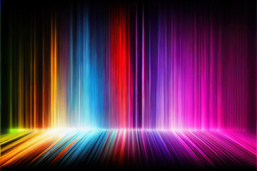 Abstract Multicolor Spectrum Background, Bright Orange, Blue, Magenta Neon Rays and Colorful Glowing Lines. Generative Ai