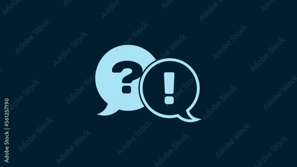 Poster white speech bubbles with question and exclamation icon isolated on blue background. faq sign. copy 