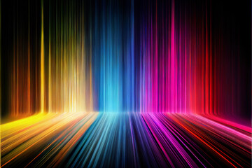 Abstract Multicolor Spectrum Background, Bright Orange, Blue, Magenta Neon Rays and Colorful Glowing Lines. Generative Ai