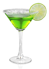 Green Cocktail with Lime Garnish