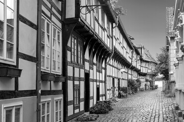 scenic old half timbered houses in the town of Detmold at Adolfs street  in Germany