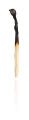 Life of a match concept, burnt wooden match.