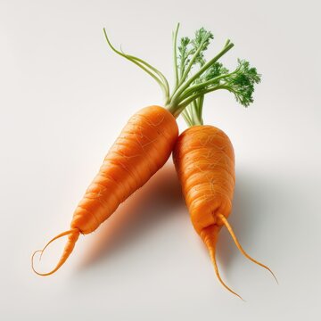 Bunch Of Fresh Uncooked Heirloom Carrots Isolated On White Background