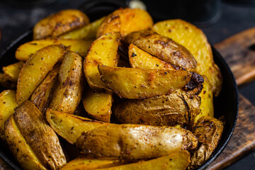 fried potatoes Rustic potato with garlic and spices