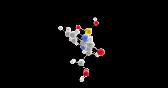 Nicotinamide mononucleotide molecule, rotating 3D model of NMN or beta-NMN, C11H15N2O8P, looped video with alpha channel