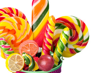 Colorful lollipops isolated on white background