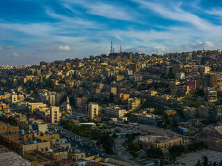 Fototapeta na wymiar amman blue sky from citadel - jordan-Jan 2023