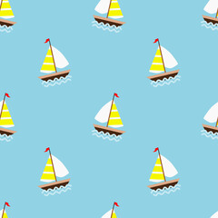 seamless pattern with sailboats