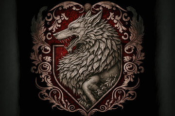 werewolf heraldry crest seal - obrazy, fototapety, plakaty