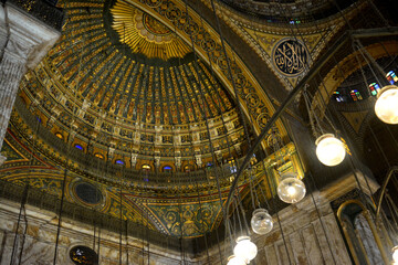 The great mosque of Muhammad Ali Pasha or Alabaster mosque in Citadel of Cairo, the main material...