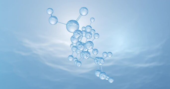 Nicotinamide mononucleotide molecule, rotating 3D model of NMN or beta-NMN, C11H15N2O8P under a microscope, looped video