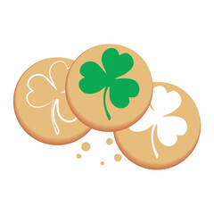 Tasty cookies for St. Patrick's Day celebration on white background
