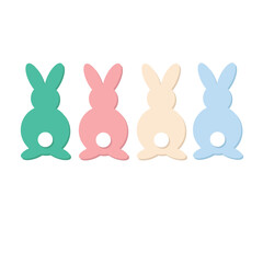 Easter funny card with paper rabbits and white background