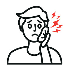 Man with toothache on white background