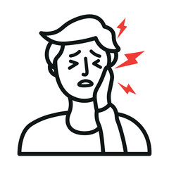 Man with toothache on white background