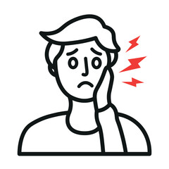 Man with toothache on white background