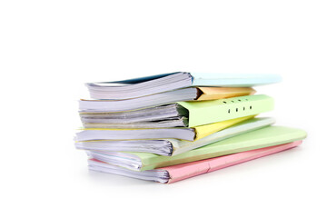 Pile or heap of financial business document paperwork stack on office desk concept of workload overtime or workplace paperless copy