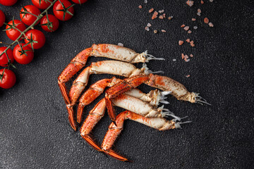 crab claws crustacean fresh seafood healthy meal food snack on the table copy space food background rustic top view