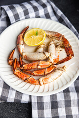 crab claws crustacean fresh seafood healthy meal food snack on the table copy space food background rustic top view