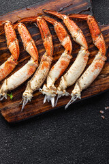 crab claws crustacean fresh seafood healthy meal food snack on the table copy space food background rustic top view