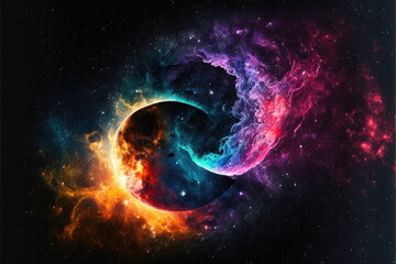 Naklejka premium colorful Milky Way with star and sky, Made by AI,Artificial intelligence