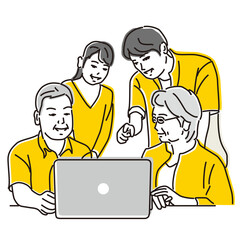 インターネットを見て楽しむ温かい家族