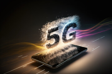 Blazing fast 5G smartphone connectivity, Generative AI illustration
