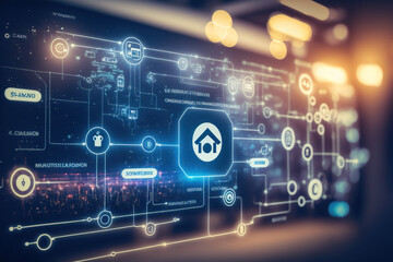 Digital representation of Smart home and IOT concept , Generative AI illustration