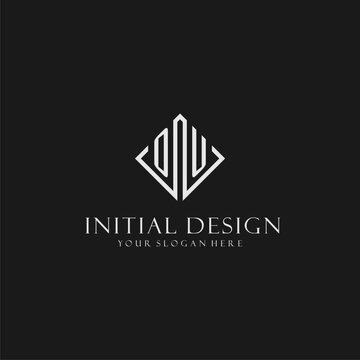 Letter OU logo with rhombus square design style