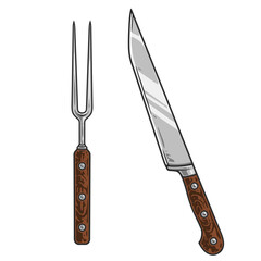 Fork and knife emblem colorful