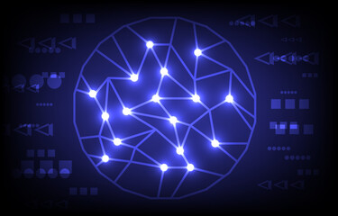 Global network connection. Big data visualization. Social network communication in the global computer networks. Sphere shield protect in abstract style. Sphere lines technology background. Vector.