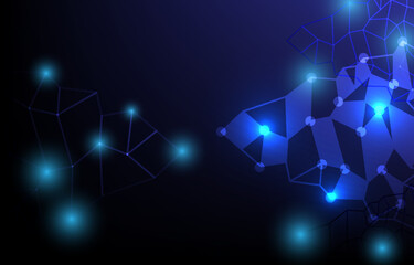 Fototapeta premium Abstract background with blue polygonal lines. Concept of hi tech and future. Abstract sense of science and technology graphic design. Science technology, social network, Internet connect concept.