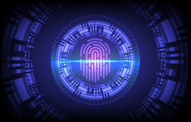 Fingerprint scan. Biometric fingerprints identification. Security system thumb lines authentication. Finger-print scanning identification system. Biometric authorization and business security concept.