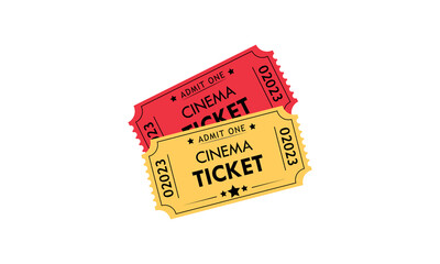 Cinema or Movie ticket in flat style ,Admit one coupon entrance vector icon,