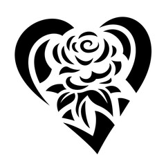 Tribal tattoo art with rose in the heart shape © Rikley Stock