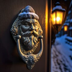 Obraz premium Santa head door knocker