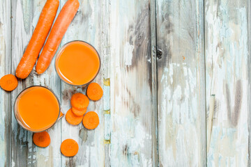 Carrot juice in a glass Cup.