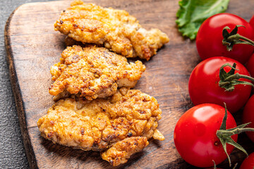 fried brain pork offal healthy meal food snack on the table copy space food background rustic top view