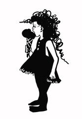 Little girl with ice cream in black