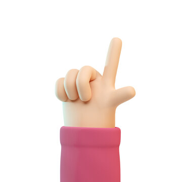 3d cute cartoon hand with pointing gesture isolated