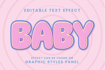 decorative editable baby text effect vector design