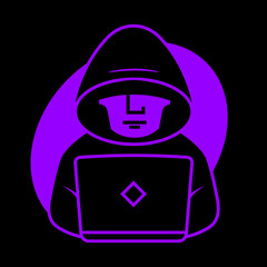 hacker at the laptop low poly wireframe. Internet security protection business concept. vector illustration point line dot geometric design. on dark background.