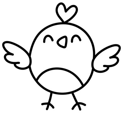 Valentine love bird outline doodle