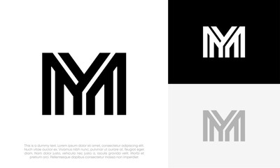 M letter logo initial digital modern design vector