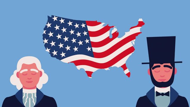 lincoln and washington with usa map