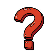 Question mark. Red hand drawn Doodle FAQ symbol.