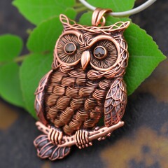 copper owl necklace